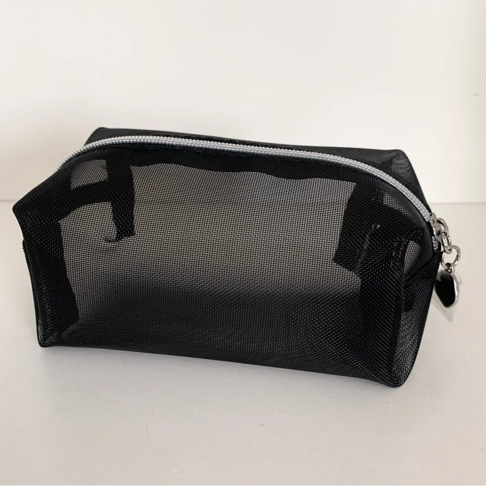 Lancôme black mesh cube zippy pouch